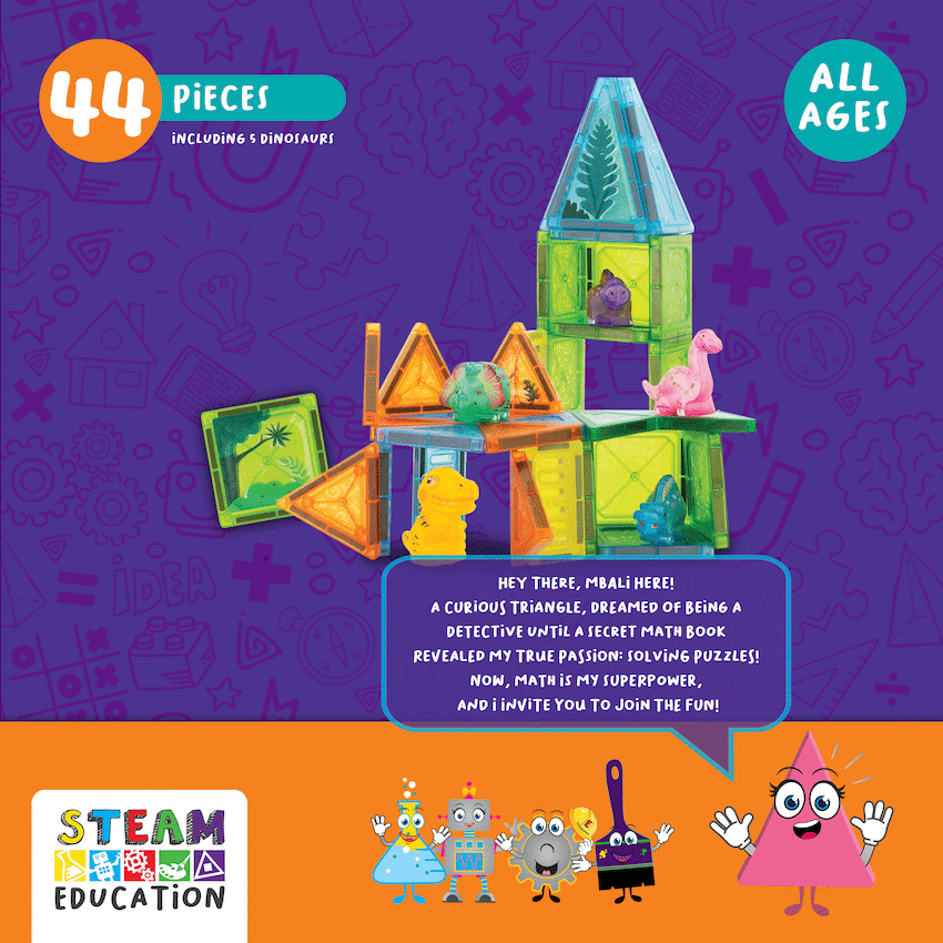 Edu-matic Mini-Mags 44pc Dinosaurs Magnetic Tiles