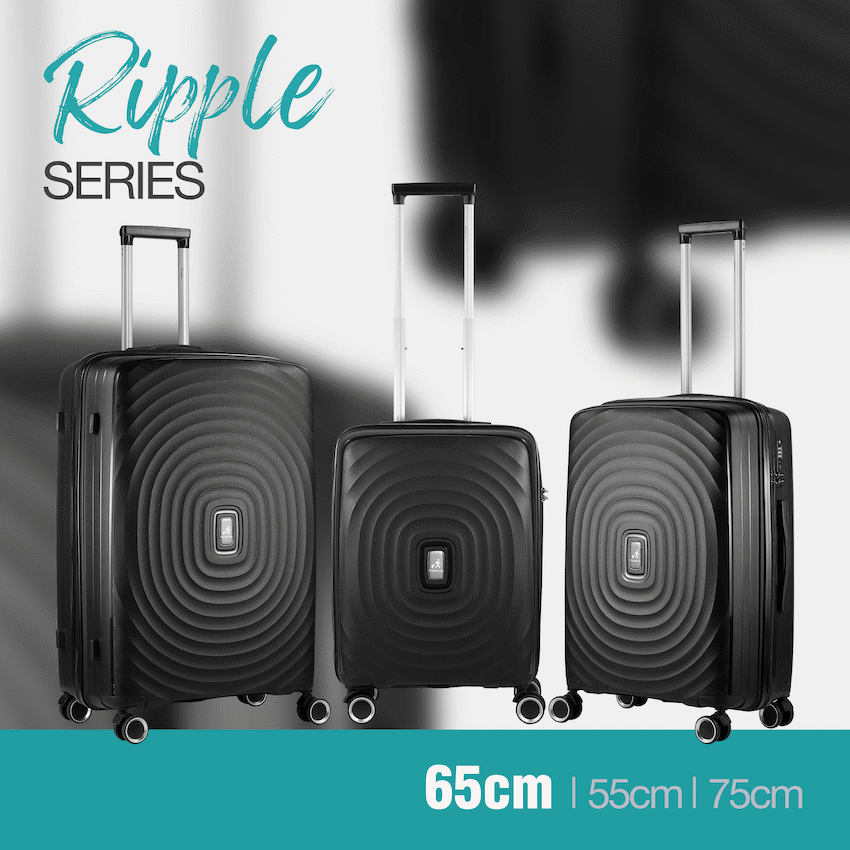 Travelwize Ripple PP 4-Wheel Spinner 65cm Luggage - Black