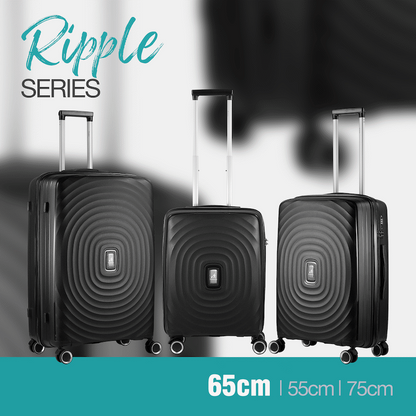 Travelwize Ripple PP 4-Wheel Spinner 65cm Luggage - Black