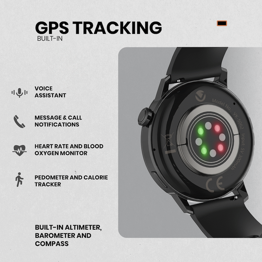 Volkano Orion Series Unisex GPS Watch - Black