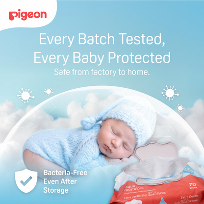 PIGEON AQUA BABY WIPES 70's FLIPTOP  3-IN-1