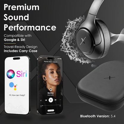 VolkanoX VXH300 Bluetooth Headphones with Hybrid ANC - Black