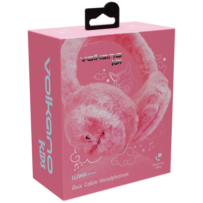 Volkano Kids Llama Series Wired Headphones with Case - Pink