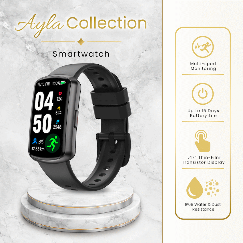 Volkano Ayla Collection Fitness Smartwatch - Black