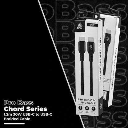 Pro Bass Chord Series 1.2m 30w Type-C to Type-C Braided - Black