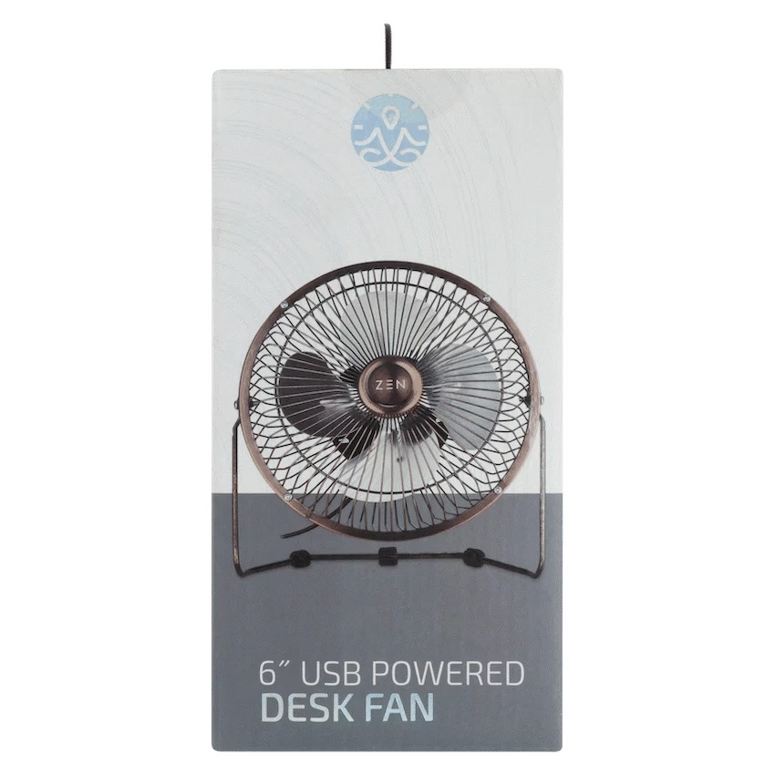 Zen Cool Series 6in Desk Fan - Copper