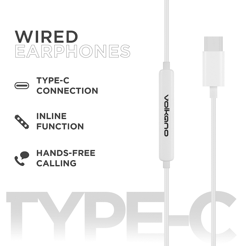 Volkano Prism 2.0 Series Type-C Earphone - White