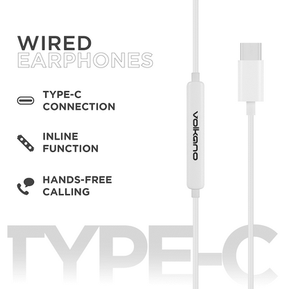Volkano Prism 2.0 Series Type-C Earphone - White