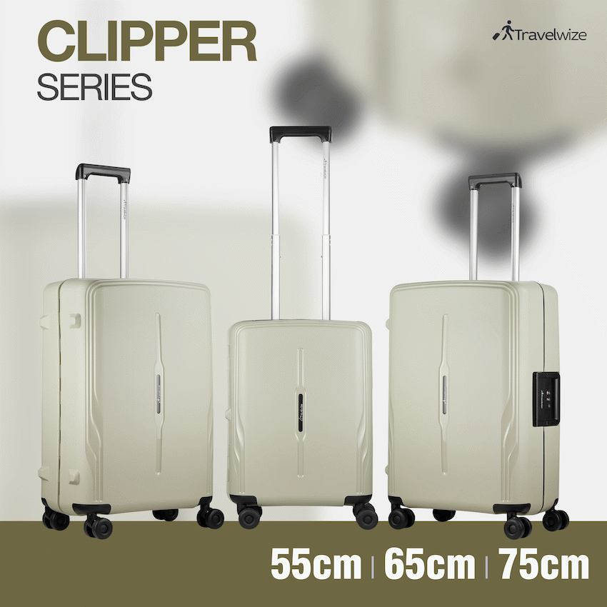 Travelwize Clipper PP 3Pc 4-Wheel Spinner Luggage Set Beige