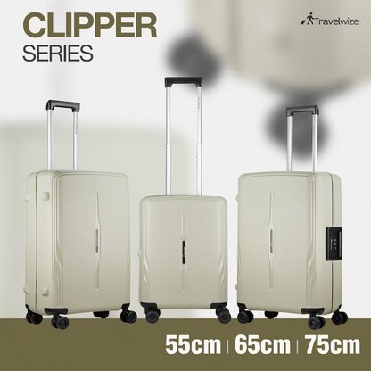 Travelwize Clipper PP 3Pc 4-Wheel Spinner Luggage Set Beige