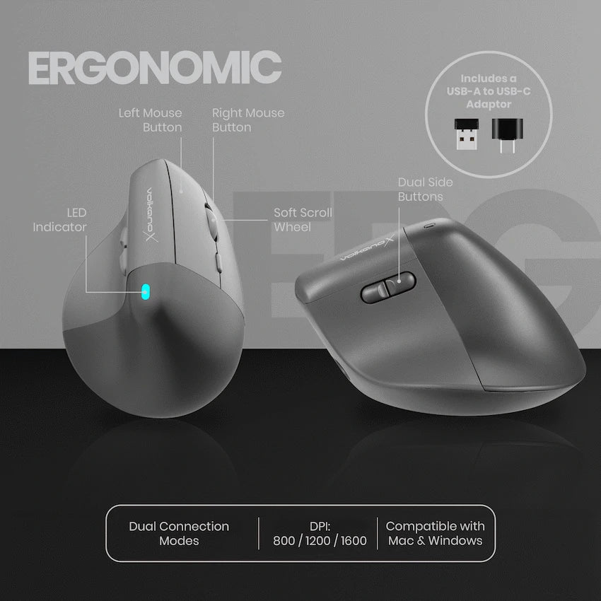VolkanoX Ergo Bluetooth Wireless Mouse