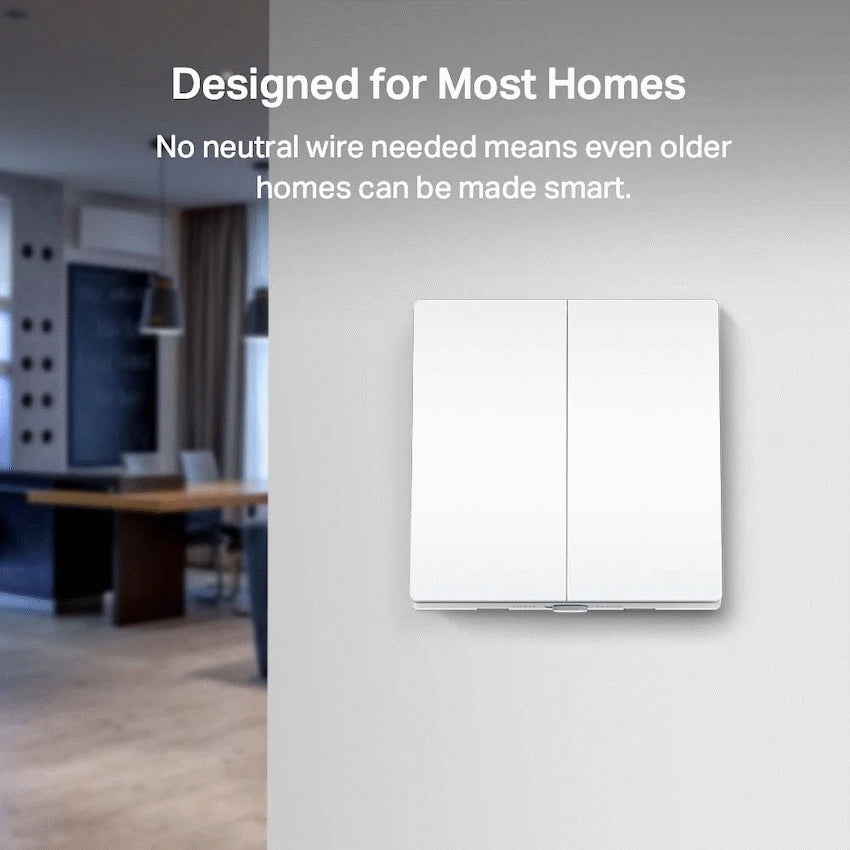 TP-Link Tapo S220 Smart 868mhz Light Switch 2-Gang 1-Way, No Neutral Required