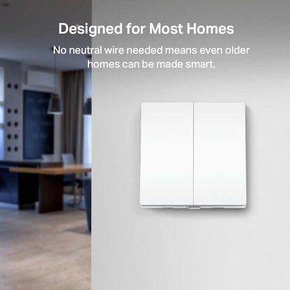 TP-Link Tapo S220 Smart 868mhz Light Switch 2-Gang 1-Way, No Neutral Required