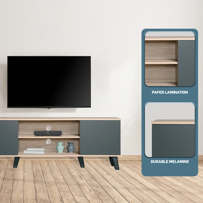 Everfurn Laurel TV Stand 1600w, Two Cupboards