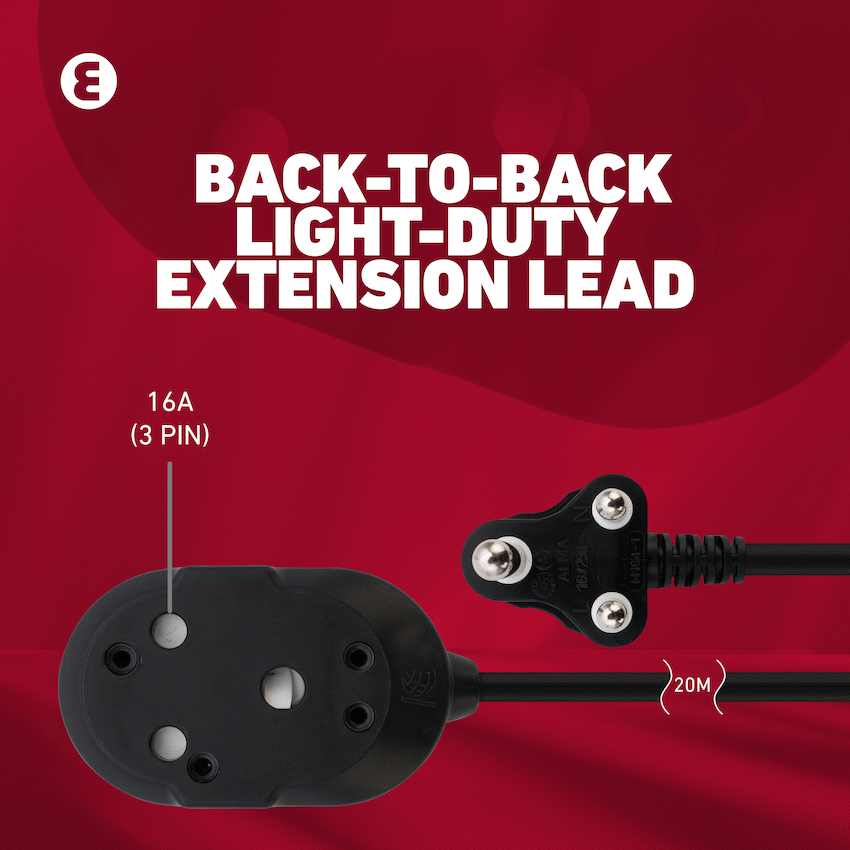 Ellies Back-to-Back Heavy-Duty Extension Lead - 20m