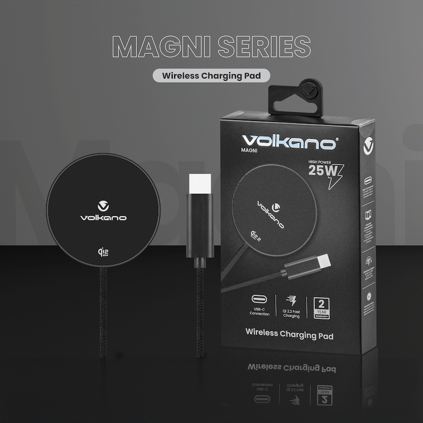Volkano Magni Series Qi2.2 25W Wireless Charging Pad - Black