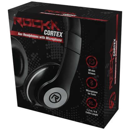 Rocka Cortex series Aux Headphones - Black