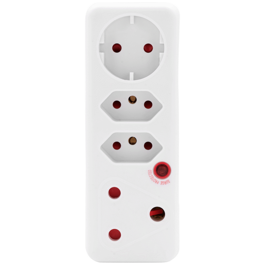 Ellies 4-Way Surge Adaptor with Schuko - WT