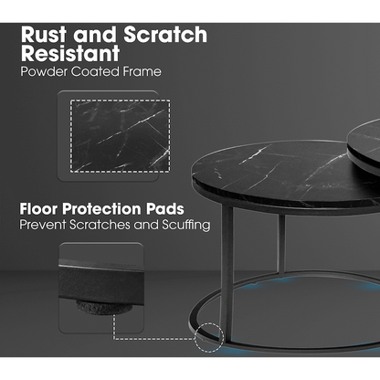 Everfurn Nile Nesting Coffee Table - Marble Black