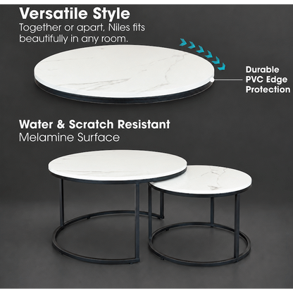 Everfurn Nile Nesting Coffee Table - Marble White