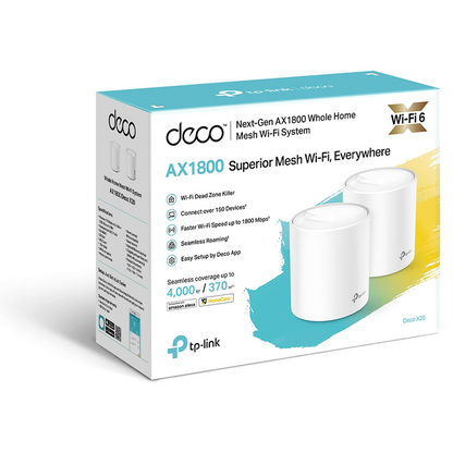 TP-Link Deco X20 (2-Pack) AX1800 Whole-Home Mesh Wi-Fi 6 System (Tri-Band)