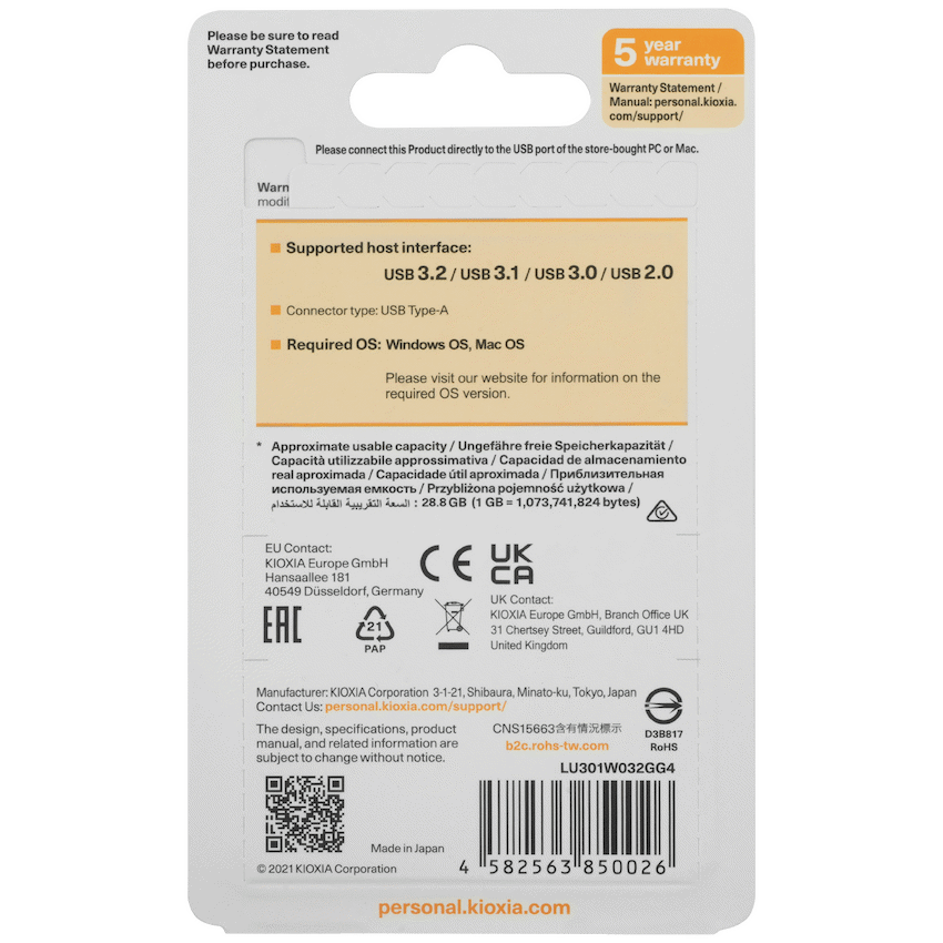 Kioxia U301- 32GB USB 3.2-GEN1