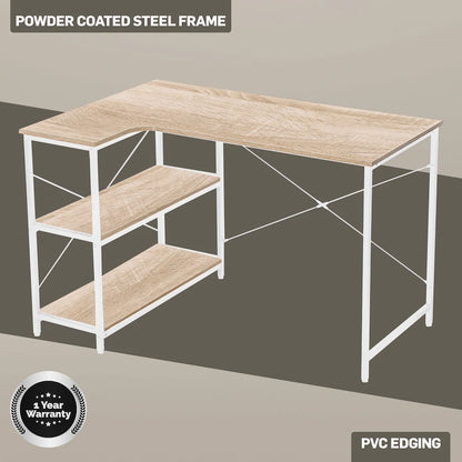 Everfurn Anthony Work Desk - Light Oak and White Frame