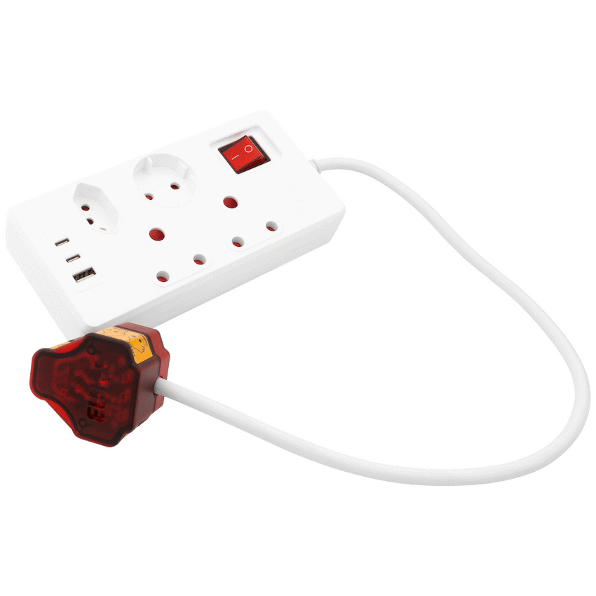 Ellies High Surge 4 Way Multi-plug PD20W Dual USB-C + USB - 0.5M - WT