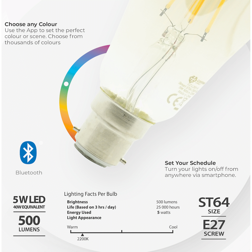 Smart Wi-Fi Bulb 5w LED Amber Filament Vintage Bayonet