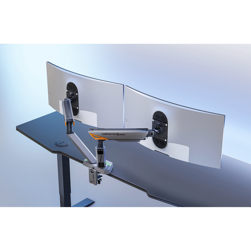 Volkano Gaming Void Series- Dual Arm Full Motion Monitor mount - RGB - GR