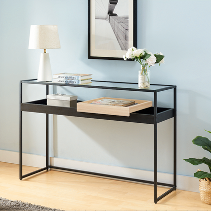 Everfurn Millenium Console, Powder Coated Steel Frame, Tempered Glass