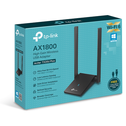 TP-Link Archer TX20U Plus AX1800 Dual Antennas High-Gain Wireless USB Adapter