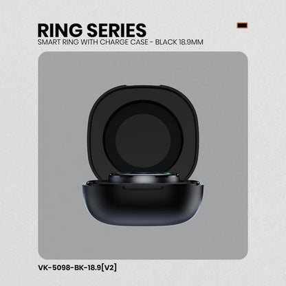 Volkano Ring Series Smart Ring with Charge Case - Black 18.9mm