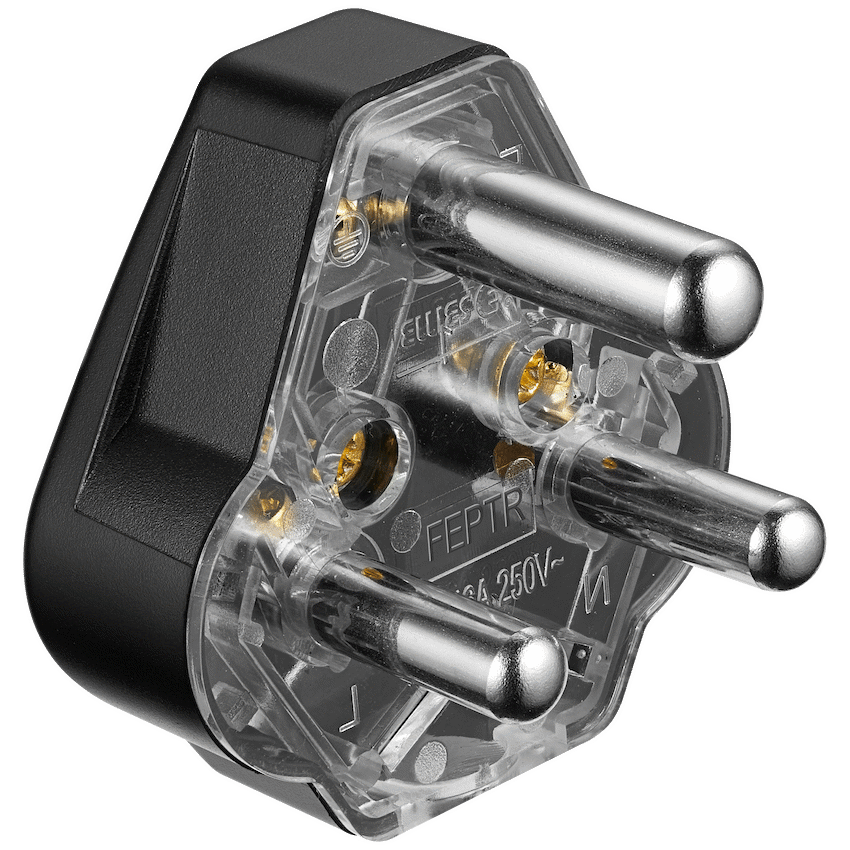 Ellies 16a Heavy-Duty Rubber Screw-on Plug Top - Black