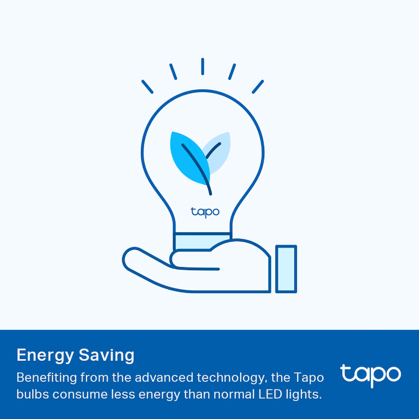 TP-Link Tapo L510B 8.7W Smart Wi-Fi Warm White Light Bulb, Dimmable, A60, B15