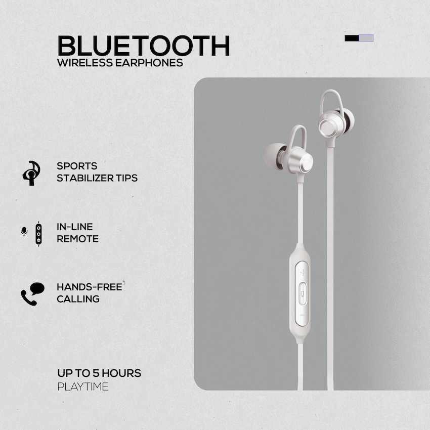 Volkano Rush 2.0 Bluetooth Earphones with Carry Case - Silver