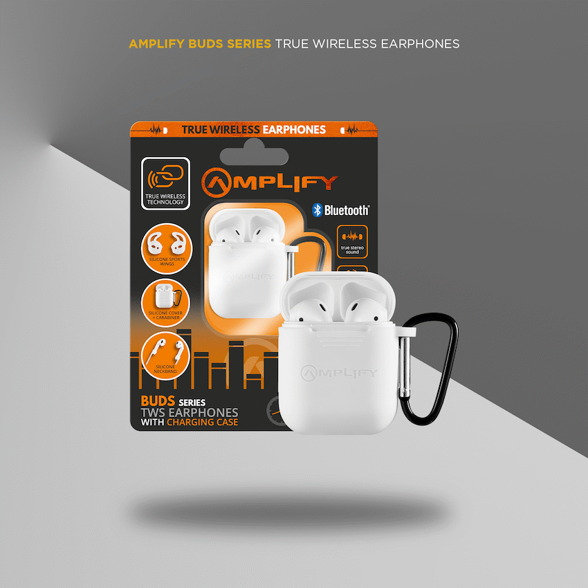 Amplify Buds Series True Wireless Earphones with Silicone Accessories - White