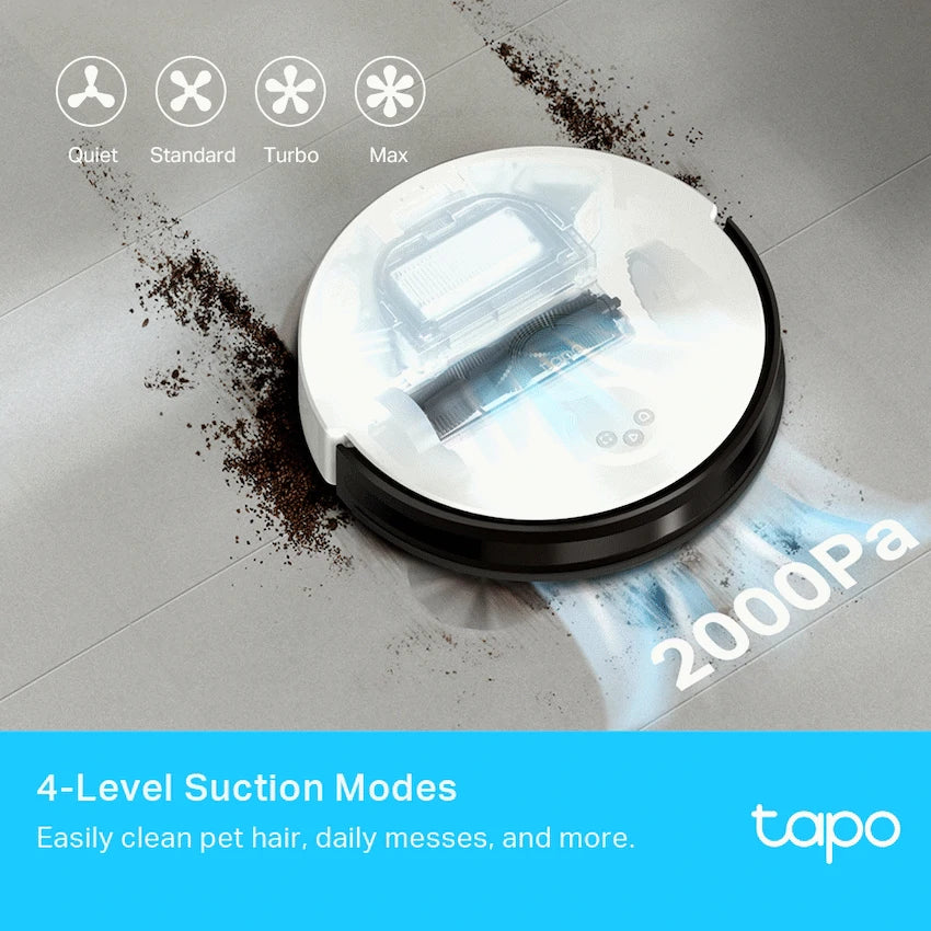 TP-Link Tapo RV10 Plus Robot Vacuum, Mop, Auto Empty, Gyroscope, 2600mah, 300ml