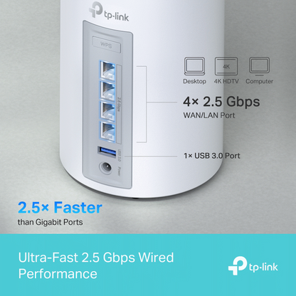 TP-Link Deco BE85 (2-Pack) BE19000 Tri-Band Whole Home Mesh Wi-Fi 7 System
