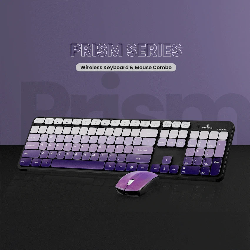 Volkano Prism Series Bluetooth Wireless Keyboard and Mouse - Purple