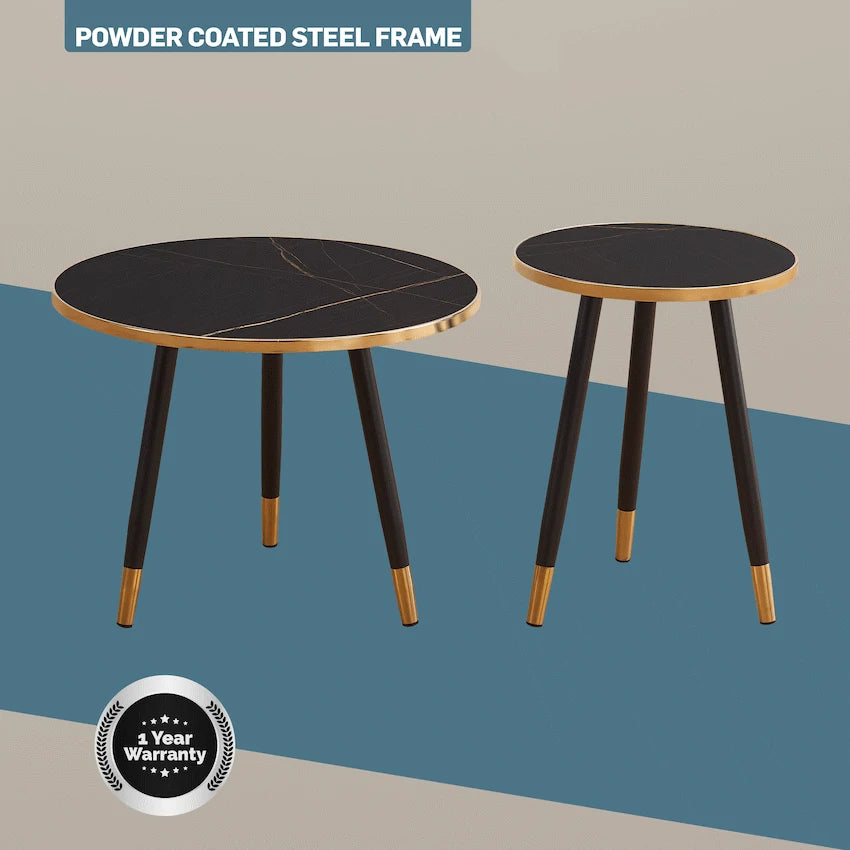 Everfurn Diana Coffee Table Black Marble with Black Legs
