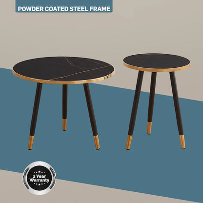 Everfurn Diana Coffee Table Black Marble with Black Legs