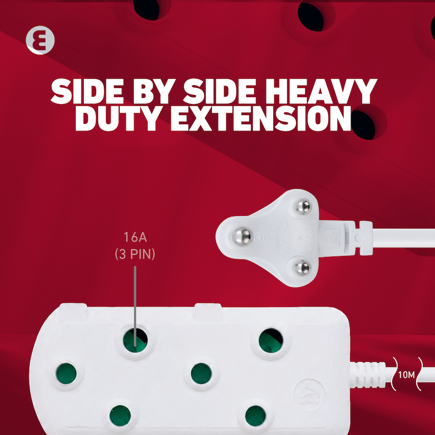Ellies Side-by-Side Heavy-Duty Extension Lead - 10m