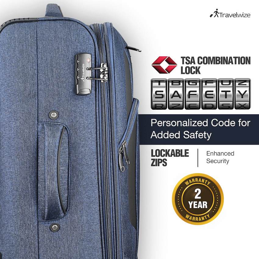 Travelwize Aurora 65cm 4-Wheel Spinner Trolley Case - Navy Melange