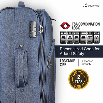 Travelwize Aurora 65cm 4-Wheel Spinner Trolley Case - Navy Melange
