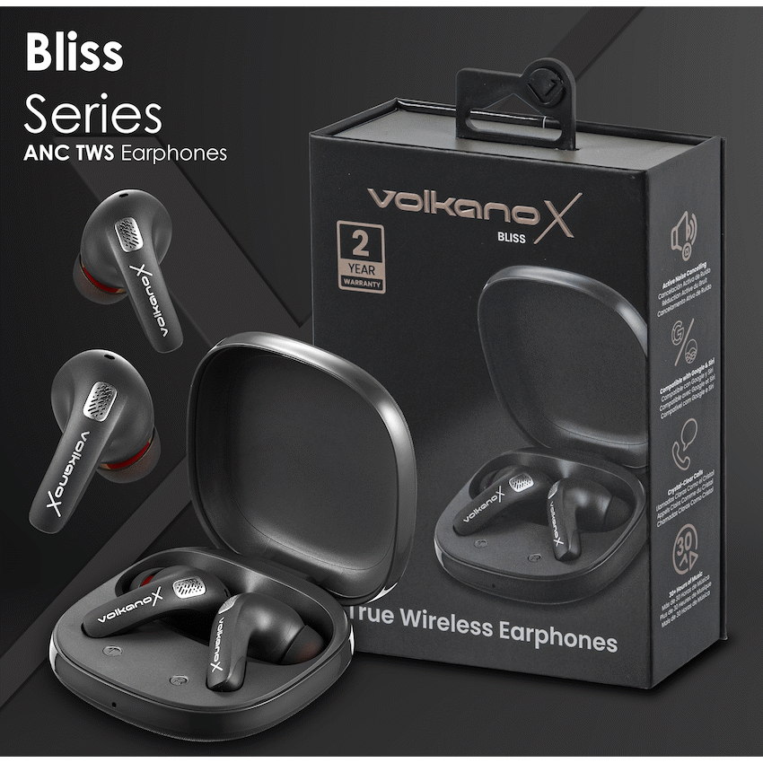 VolkanoX Bliss Series ANC TWS Earphones - Black