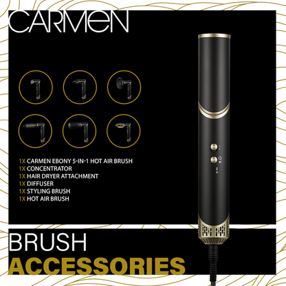 Carmen 5-in-1 Hot Air Brush - Ebony