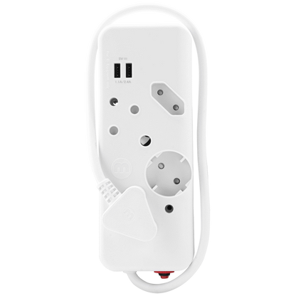 Ellies 4-Way Multiplug - 2 x USB 2.4a - 0.4m