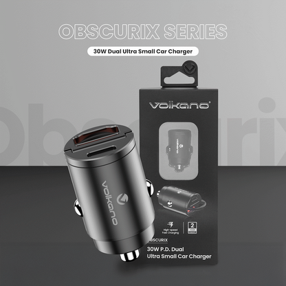 Volkano Obscurix Series 30w PD Dual USB-A and USB-C Ultra Small Car Charger