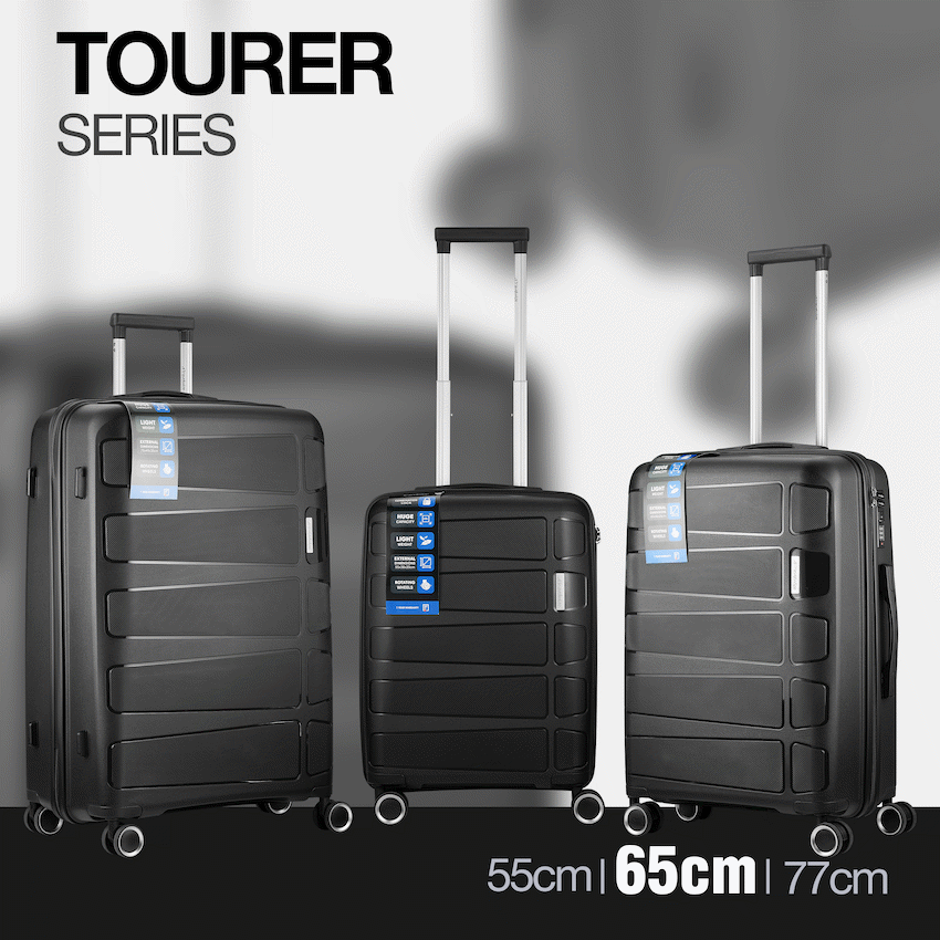 Travelwize Tourer PP 65cm 4-wheel Spinner Luggage Black